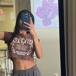 Brown Graphic Tee Cropped